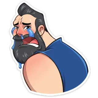 😭 плачущий, грустный, эмоции, мужчина, борода, слезы, расстроенный, мультфильм telegram sticker