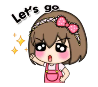 😌 Let's go cartoon, anime, girl, cute, sparkles, go telegram sticker
