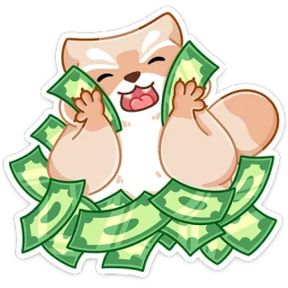 🤑 เงิน, แมว, เงินสด, ความสำเร็จ, การเงิน, การ์ตูน, น่ารัก, รวย whatsapp sticker