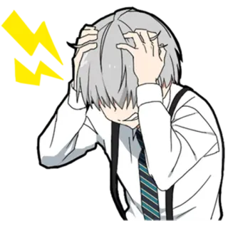 😖 Anime, Estrés, Ansiedad, Preocupado, Frustración, Molesto, Masculino, Chico anime telegram sticker