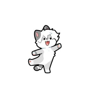 🐝 Desenho animado, Fofo, Gato, Branco, Cinzento, Feliz telegram sticker