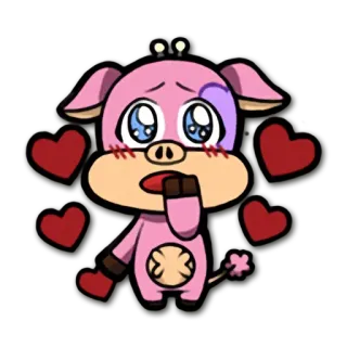 ❤ 만화, 동물, 귀여운, 카와이, 분홍색, 하트 telegram sticker