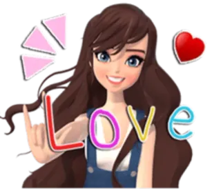 🤟 LOVE miłość, dziewczyna, serce, kreskówka, słodkie telegram sticker
