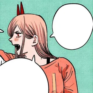 🗯 Power Chainsaw Man Anime, Manga, Cazador de demonios, Demonio, Cuernos, Chainsaw Man, Poder whatsapp sticker