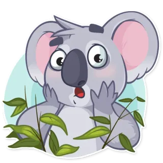 😨 koala, mignon, animal, surpris, dessin animé, autocollant telegram sticker