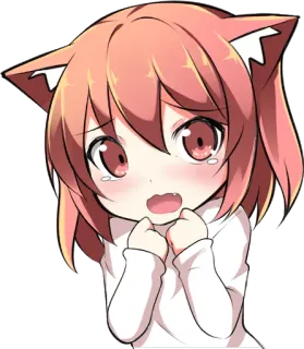 😢 anime, orelhas de gato, chorando, kawaii, triste, chibi telegram sticker