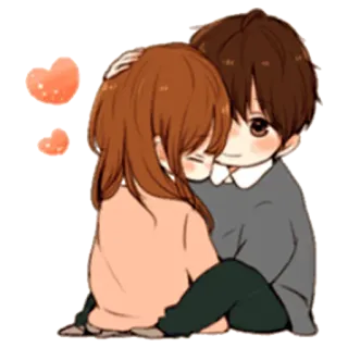 🙂 Dessin animé, Couple, Amour, Mignon, Câlin telegram sticker