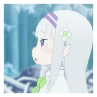 🩹 Emilia Re:Zero − Starting Life in Another World Anime, Dibujos animados, Chica, Pelo blanco, Elfo, Emilia, Re Zero whatsapp sticker