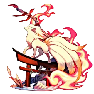 🔥 fox, kitsune, nine tails, Japanese, mythical creature, anime, manga telegram sticker