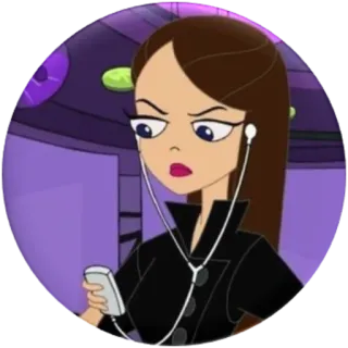 🎵 Vanessa Doofenshmirtz Phineas and Ferb Cartone animato, Adolescente, Cuffie, Anime whatsapp sticker