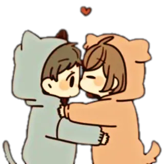 🥡 Liebe, süß, Umarmung, Anime, Paar, Cartoon telegram sticker
