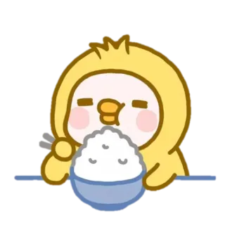 🍚 アヒル, ご飯, 丼, 可愛い, 漫画, 食べ物 telegram sticker