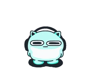 👽 süß, Blob, animiert, Kopfhörer, Cartoon, lustig telegram sticker