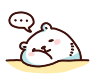 😢 urso polar, pensando, fofo, animal, adesivo, desenho animado whatsapp sticker