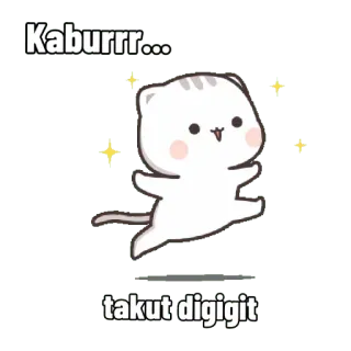 🏃 Kaburrr...
takut digigit แมว, คาวาอิ, น่ารัก, การ์ตูน, สัตว์ telegram sticker