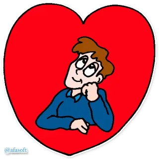 ❤ @afasoft serce, mężczyzna, kreskówka, miłość, romantyzm telegram sticker