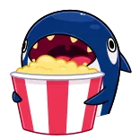 🍿 Tiburón, Palomitas, Aperitivo, Dibujos animados, Película, Entretenimiento telegram sticker