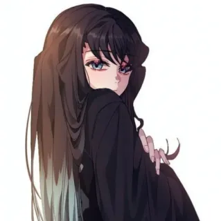 ☁️ Anime, ragazza, capelli lunghi, capelli neri, bella whatsapp sticker