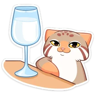 🍷 chat, verre, boisson, animal, dessin animé, mignon, manul telegram sticker