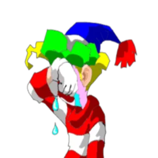 😭 palhaço, chorando, triste, lágrimas, bobo telegram sticker