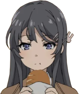 🍽 anime girl, eating, bread, cute, cartoon, illustration telegram sticker