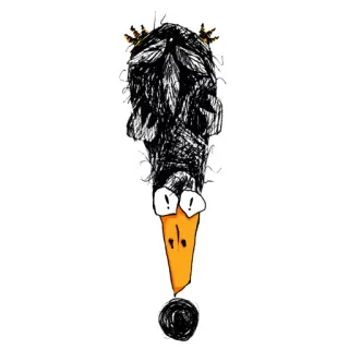 😳 ! exclamation, bird, doodle, funny, sketch, attention telegram sticker