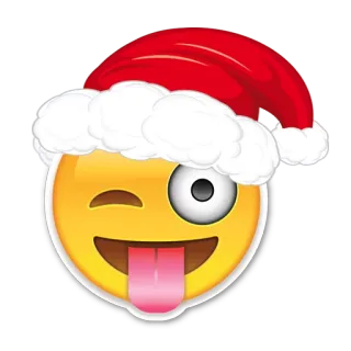 😜 Emoji, Navidad, Gorro de Papá Noel, Guiño, Lengua, Festivo whatsapp sticker
