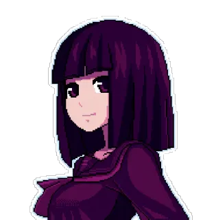🙂 pixel art, anime, ragazza, ritratto, capelli viola, arte digitale telegram sticker