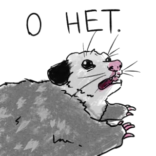 👎 OOOOO opossum, binatang, imut, kartun telegram sticker