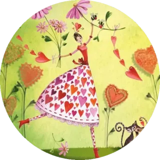 💛 爱心, 花, 猫, 爱, 异想天开, 艺术 telegram sticker