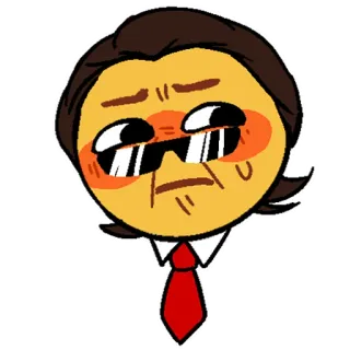 🤢 Emoji, Occhiali da sole, Cartone animato, Personaggio, Cravatta, Presuntuoso, Fico telegram sticker