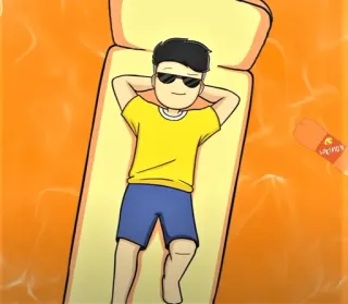 🎭 dessin animé, été, détente, bain de soleil, plage, piscine, lunettes de soleil whatsapp sticker