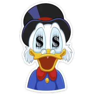🤑 Scrooge McDuck uang, bebek, kaya, kartun, dolar telegram sticker