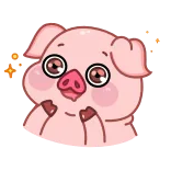 🤩 cochon, animal, mignon, dessin animé, autocollant telegram sticker