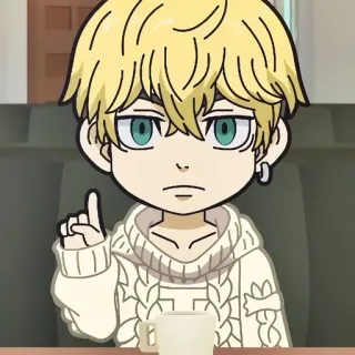 ⚜ Anime, Charakter, Süß, Kawaii, Blonde Haare, Zeigen, Pullover, Ohrring telegram sticker