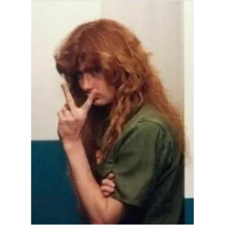 ✌ Dave Mustaine musique, métal, cheveux longs, guitariste, signe de paix whatsapp sticker