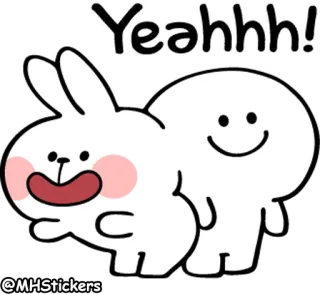 😝 Yeahhh! Dibujos animados, Conejo, Conejito, Lindo, Positivo, Feliz, Animación whatsapp sticker
