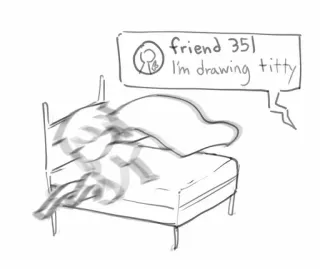 😌 friend 351 I'm drawing titty dibujo, cama, amigo, monigote, conversación whatsapp sticker