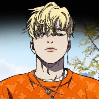 ⚜ anime, dibujos animados, personaje, pelo rubio, ojos whatsapp sticker
