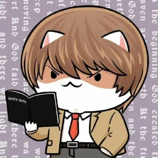 🥺 Light Yagami Death Note DEATH NOTE anime, manga, cat, cartoon, cute, funny telegram sticker