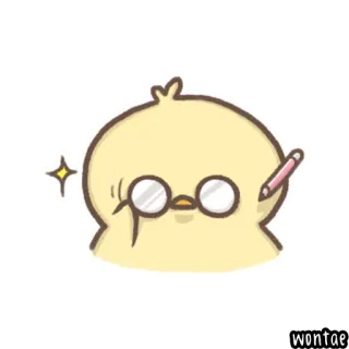 🐤 dessin animé, poussin, lunettes, mignon, dessin, animal telegram sticker