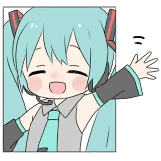 👋 Hatsune Miku ニ Anime, Mangá, Vocaloid, Chibi, Fofo, Kawaii, Hatsune Miku whatsapp sticker