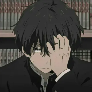 🌟 动漫, 男孩, 悲伤, 沮丧, 漫画, 角色, 日语, 忧郁 telegram sticker