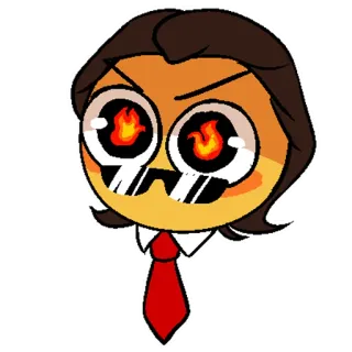 😡 Cartone animato, Emoji, Fuoco, Occhiali da sole, Cravatta, Arrabbiato, Personaggio telegram sticker