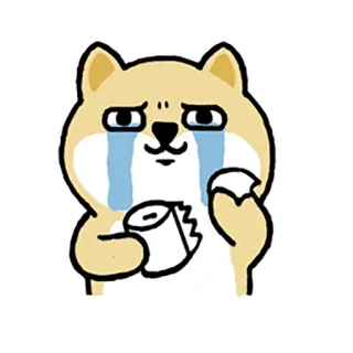 😭 狗, 哭, 悲伤, 卡通, 柴犬 whatsapp sticker