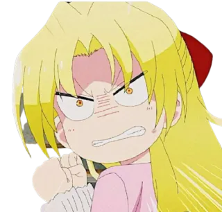 😠 อนิเมะ, การ์ตูน, โกรธ, หงุดหงิด, ผมบลอนด์, ผู้หญิง, สีหน้า telegram sticker