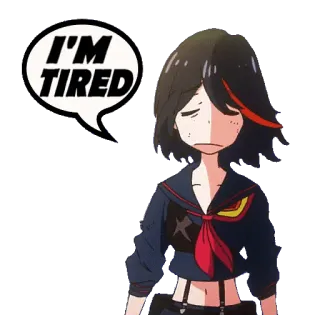 😓 Ryuko Matoi Kill la Kill I'M TIRED Anime, Müde, Manga, Kill la Kill, Ryuko, Stimmung telegram sticker