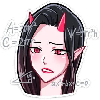 🤓 Аниме, Демон, Математика, Уравнения, Девушка telegram sticker