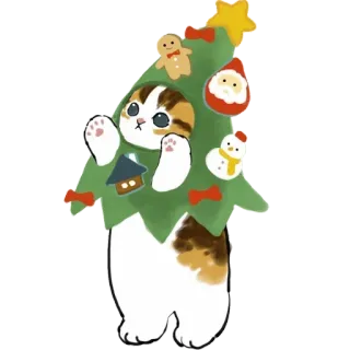 🎄 рождество, кот, дерево, милый, праздник telegram sticker