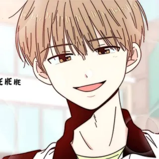 📜 HE HE HE Anime, Manga, Chico, Sonrisa, Feliz telegram sticker